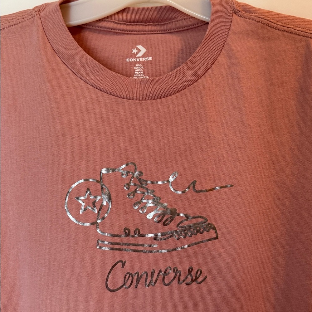 Converse Mauve Tee with Silver Sneaker Graphic